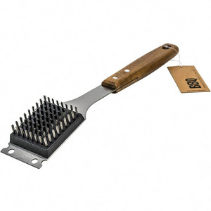 Manufacturer Product Barbecue Grill Brush and Scraper Extended Large Wooden Handle and Stainless Steel Bristles bbq brush