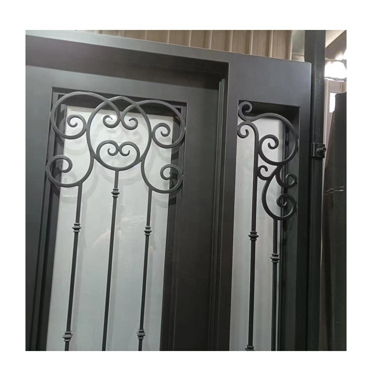 Steel Main Doors Bar Ironing Glass And Single Entry Door Lotus Flower Aluminum Metal Shutter Slat Cold F Home Grill Iron Door