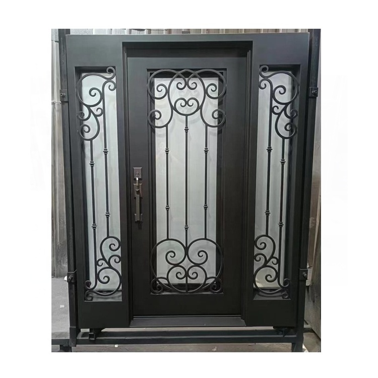 Steel Main Doors Bar Ironing Glass And Single Entry Door Lotus Flower Aluminum Metal Shutter Slat Cold F Home Grill Iron Door