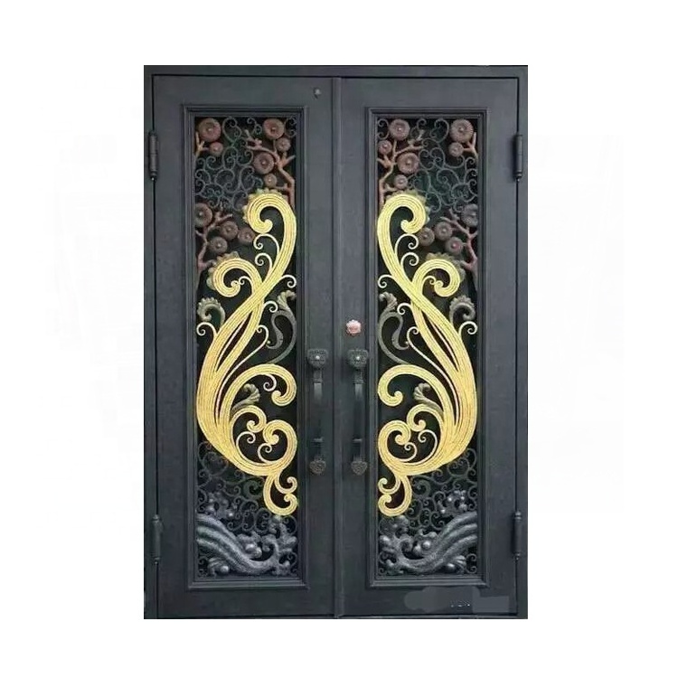 Wrought Doors Pivot Vietnam Covers American Style Shop Sheet Building Malaysia 65 Inches Anti Theft Tree Design Iron Door