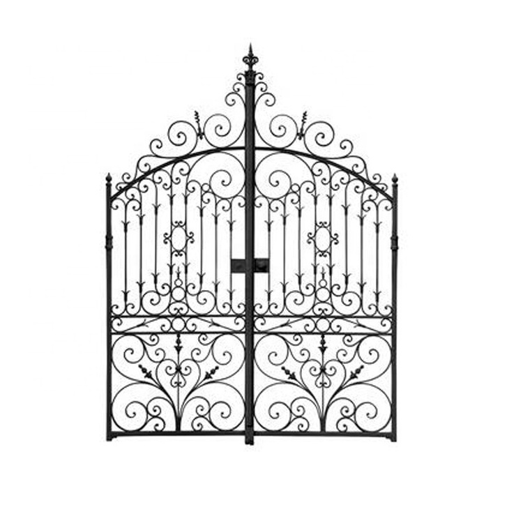 Wholesale Hot Arched Wrought Iron Entry Doors Double Metal Exterior Iron Gate