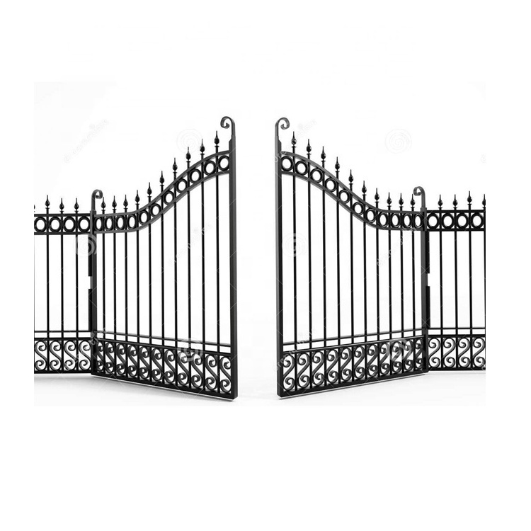 Wholesale Hot Arched Wrought Iron Entry Doors Double Metal Exterior Iron Gate