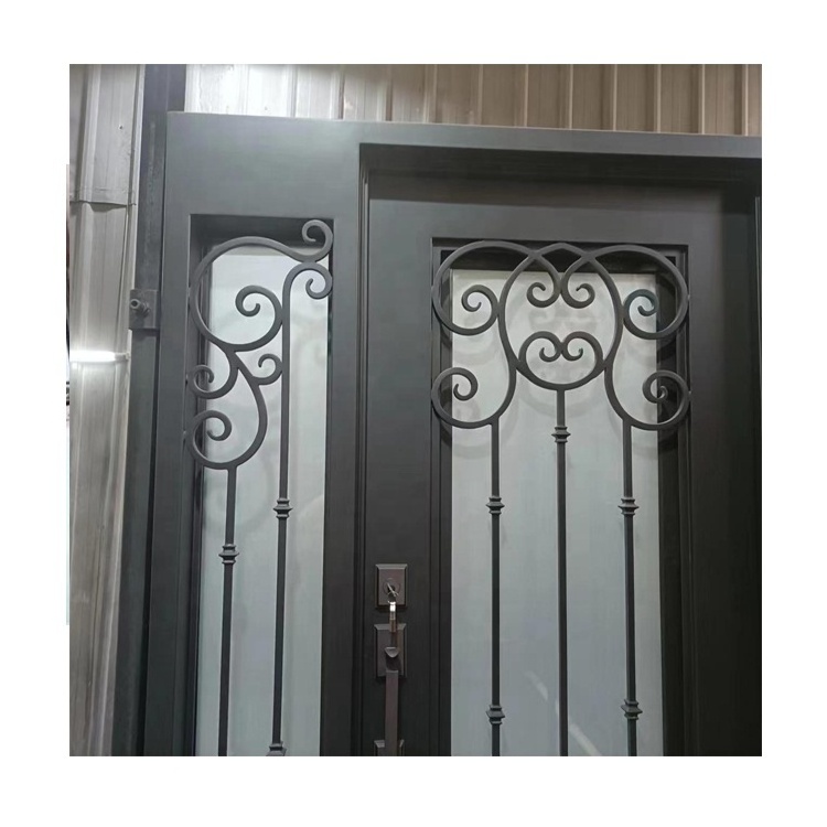 Steel Main Doors Bar Ironing Glass And Single Entry Door Lotus Flower Aluminum Metal Shutter Slat Cold F Home Grill Iron Door