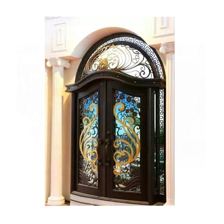 Wrought Doors Pivot Vietnam Covers American Style Shop Sheet Building Malaysia 65 Inches Anti Theft Tree Design Iron Door