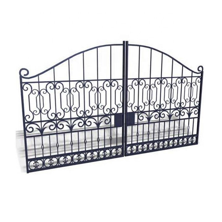 Wholesale Hot Arched Wrought Iron Entry Doors Double Metal Exterior Iron Gate