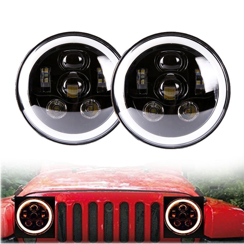 motorcycle accessories car light 7 inch led headlight round for JK auto lighting system 7 inch halo head light