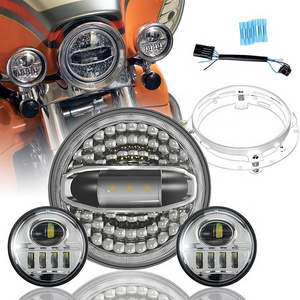 7" Headlights Full Halo Angel Eye LED Motorcycle Projector Headlight for Harley Davidson