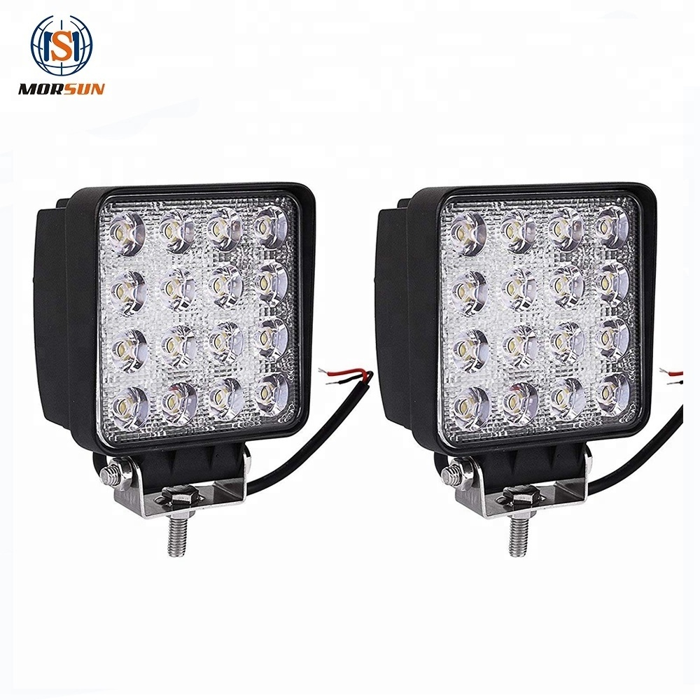 Farm Tractor Led Work Lights 12V 48 Watt Waterproof Flood/Spot 4x4 inch Square Led Lights for Tractor Agriculture Heavy Duty