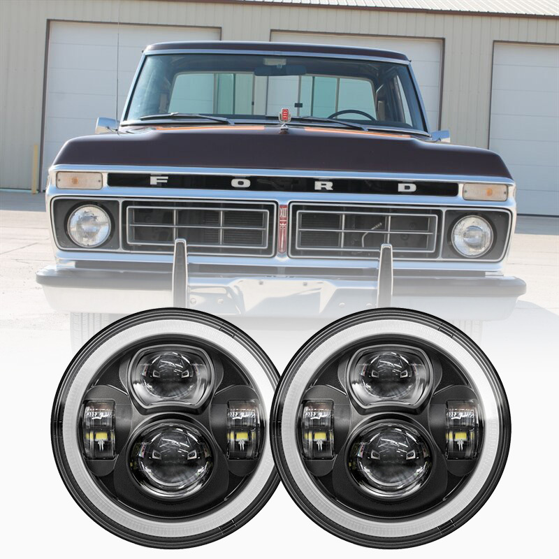 7 inch Round Led Headlights for 1961-1976 Ford F150 Accessories Led Halo Lights for American Muscle Classic Car F 150