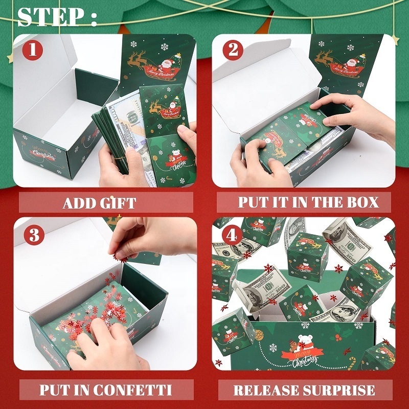 MorSun Money Explosion Surprise Gift Box  Unique Folding Bouncing Red Envelope Gift Box with Confetti