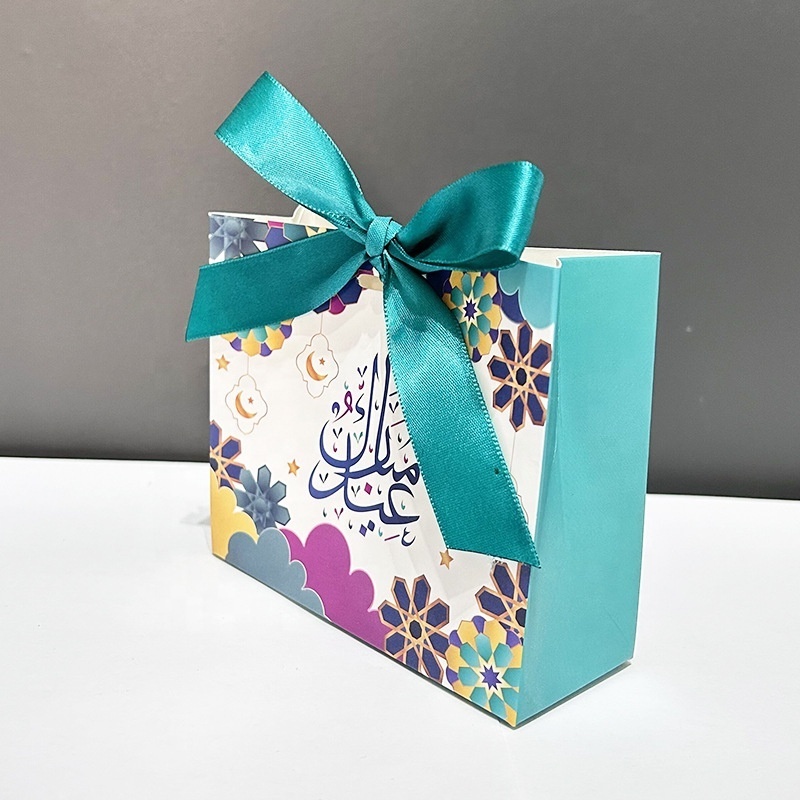 MorSun EID Ramadan Mubarak Party Favor Marbling Mini Paperboard Kids Gift Candy Box