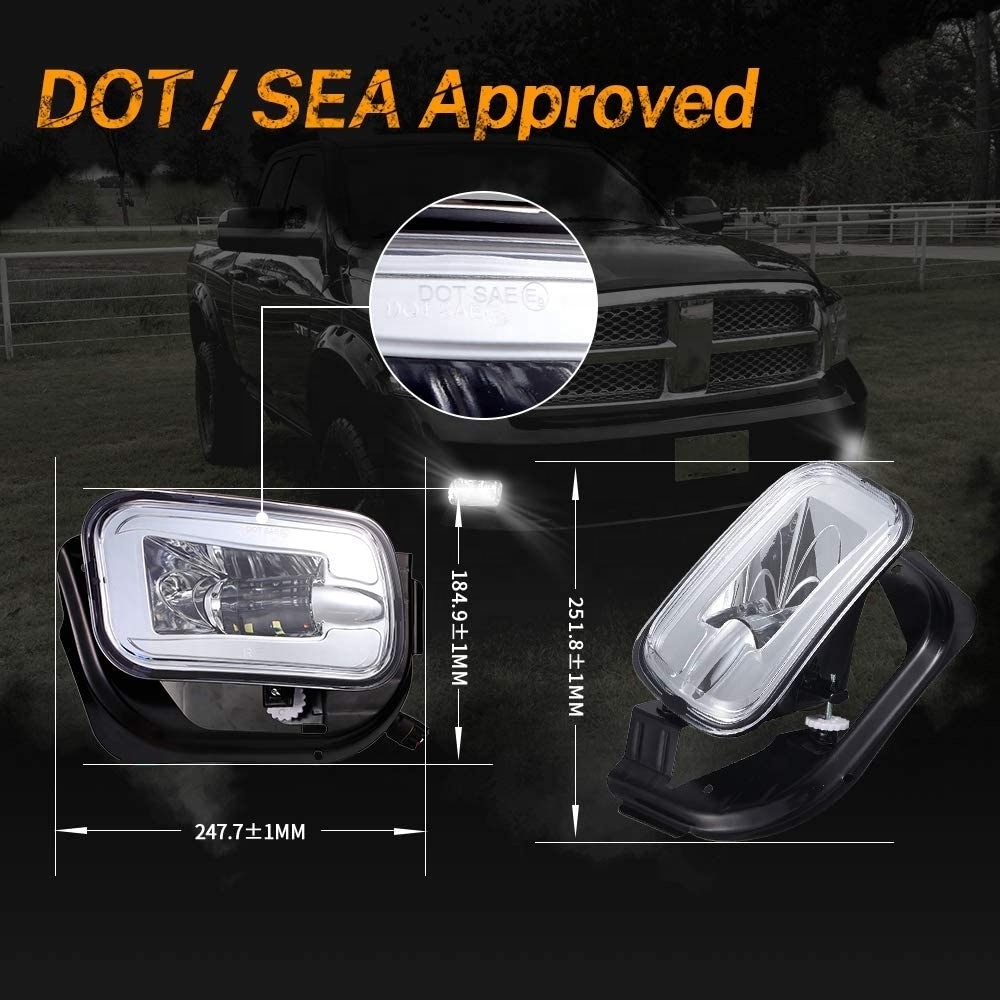 MorSun For Dodge accessories D0T Front Bumper LED Fog Light for Dodge Ram 1500 2500 3500 2010-2018 driving Lamp