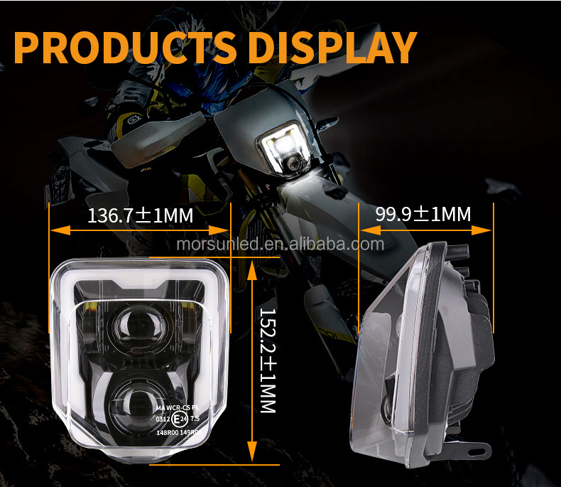 Morsun For FE 250 350 450 Emark Supermoto Dirt bike LED Headlight For TE 250i 300i offroad headlight projector