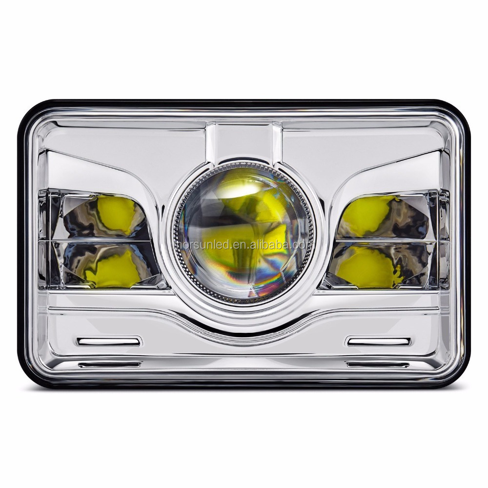 square 4x6 square led headlight h4 replacement for Freghtliner 60W High/Low beam led headlamp for Peterbilt 379