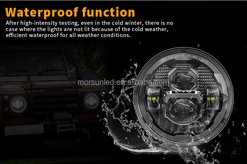 For jeep wrangler jk car accessories 7 inch round led headlight Led project Headlight low beam with cut-off line