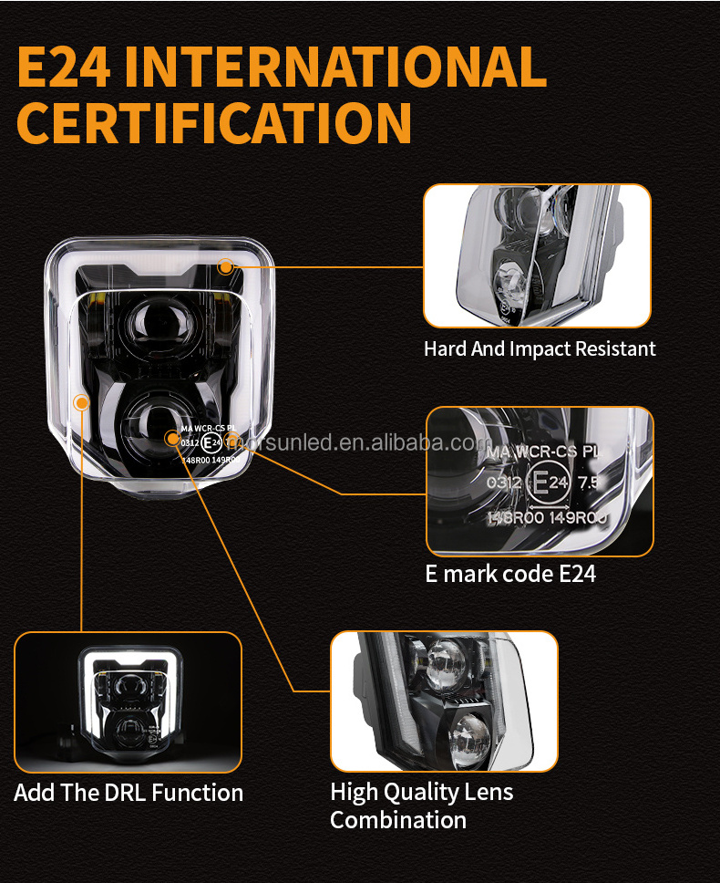 Morsun For FE 250 350 450 Emark Supermoto Dirt bike LED Headlight For TE 250i 300i offroad headlight projector