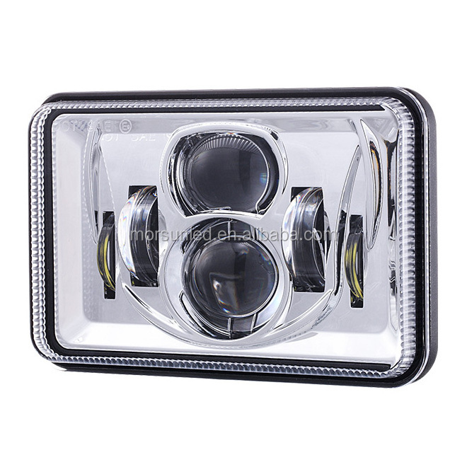 4X6 Inch Car Lights For Freightliner Truck Headlight Rectangular Led Headlight For Kenworth Chrome Led Headlamp Truck