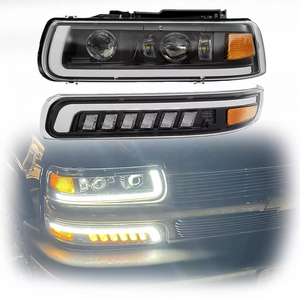 MorSun For 2000-2006 Tahoe Suburban 1500 2500 LED Bumper Headlight with halo For 1999-2002 Chevrolet Silverado turn signal light