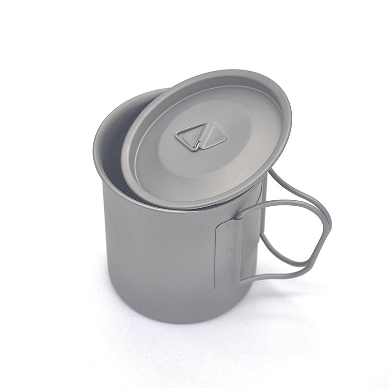 450ml Titanium Pot Mug Outdoor Camping Folding Handle Mug & Cup