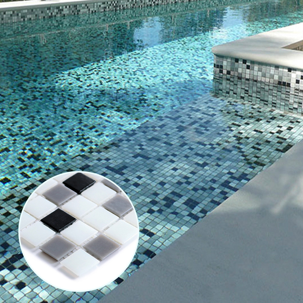 Iridescent Mosaic Glass Blue Pool Tile Mixed Color Glass Mirror Mosaic Swimming Pool Tiles