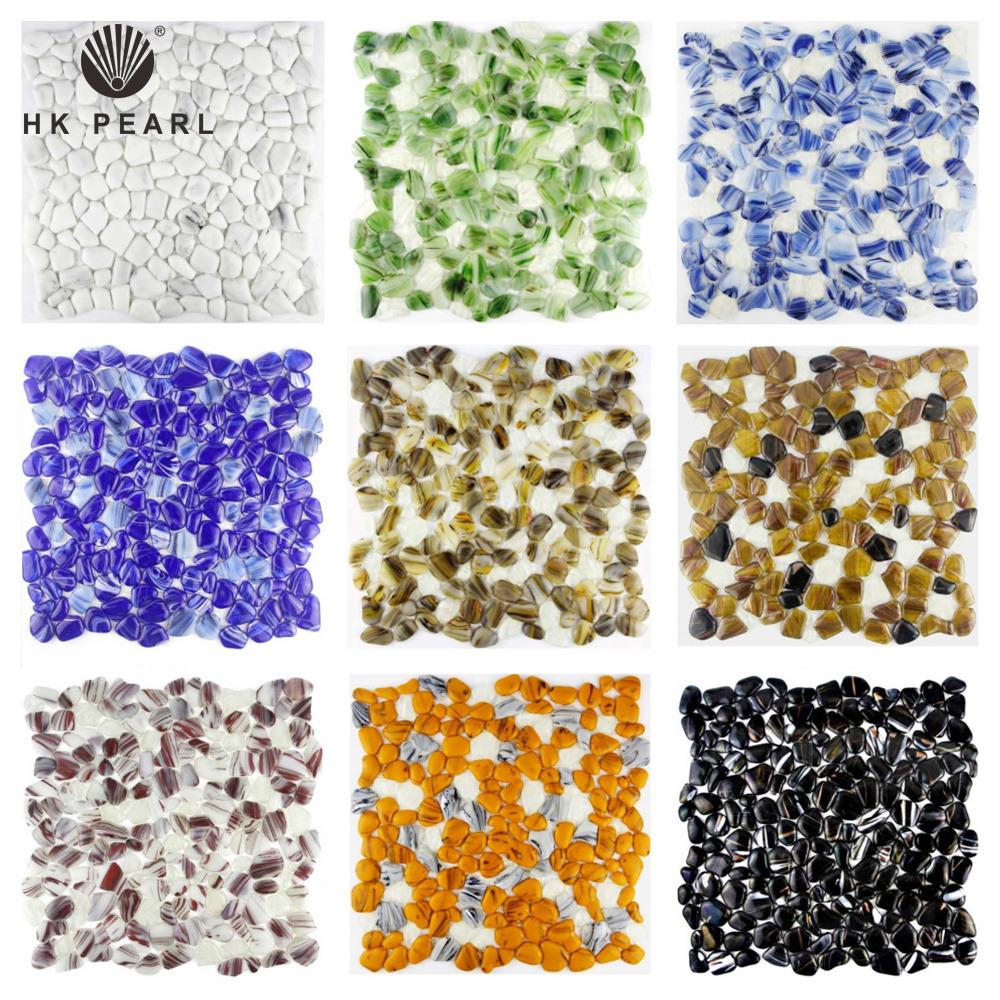 Mosaic Art Glass Tile Design Mix Multi Color Pebble Wall Floor Backsplash Kitchen Crfat