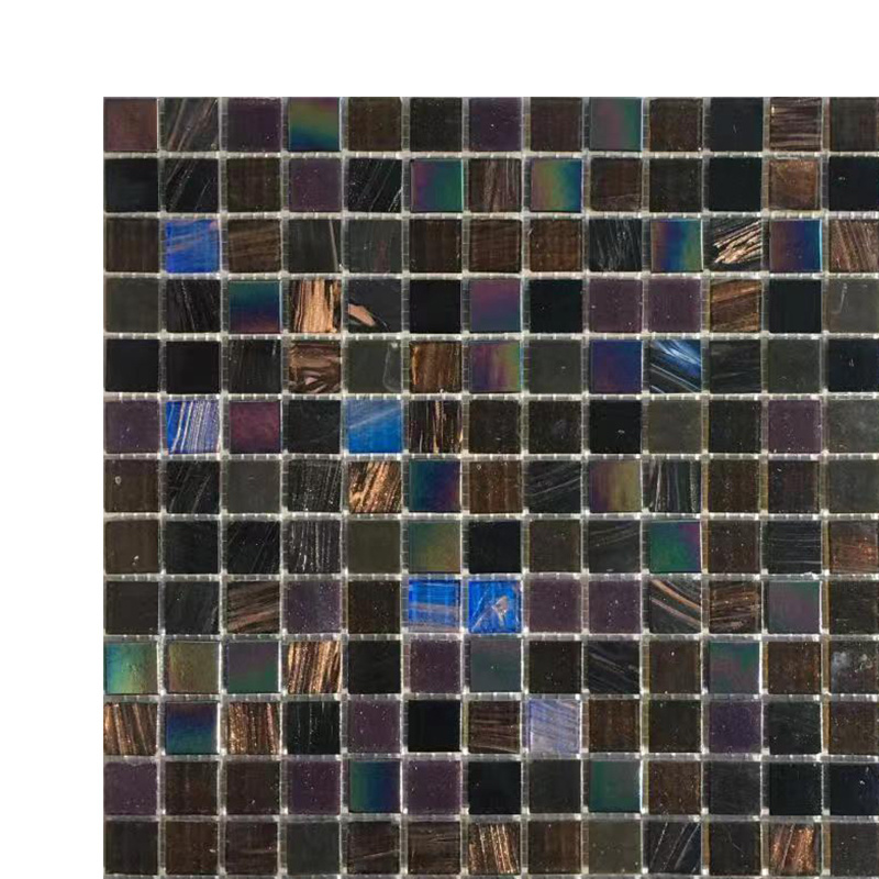 Low Price Clearance Subway Backsplash Mosaic Brown Blue Stain Glass Floor Tiles aluminium mosaic tile