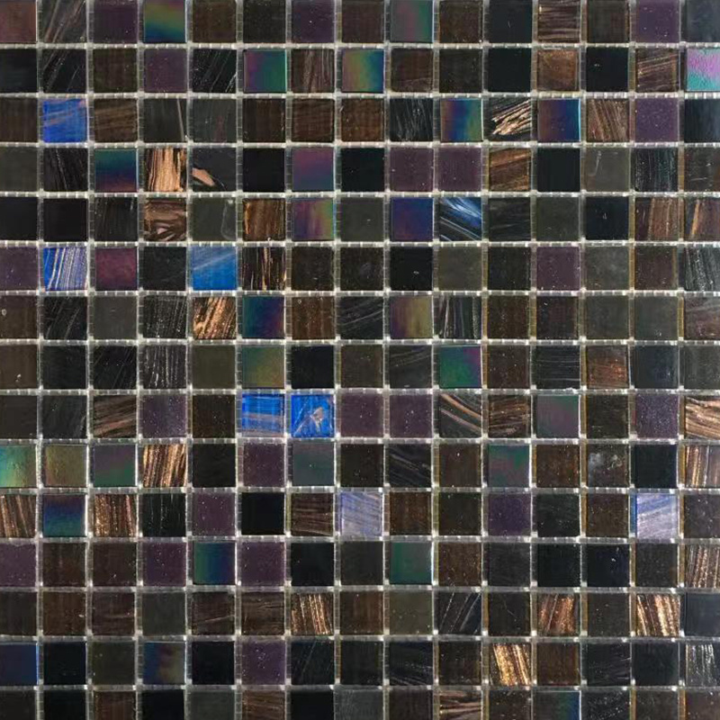 Low Price Clearance Subway Backsplash Mosaic Brown Blue Stain Glass Floor Tiles aluminium mosaic tile