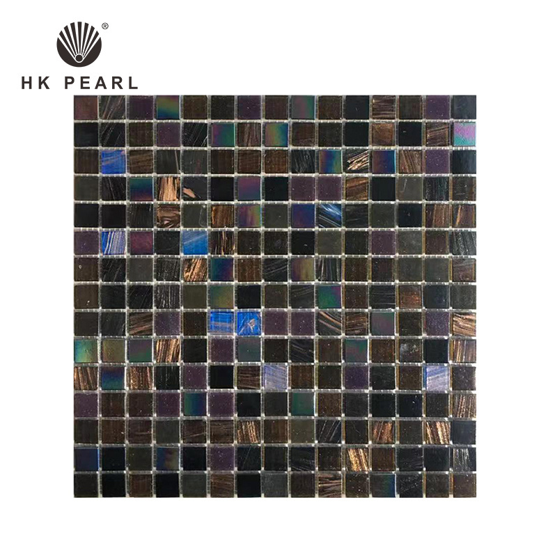 Low Price Clearance Subway Backsplash Mosaic Brown Blue Stain Glass Floor Tiles aluminium mosaic tile