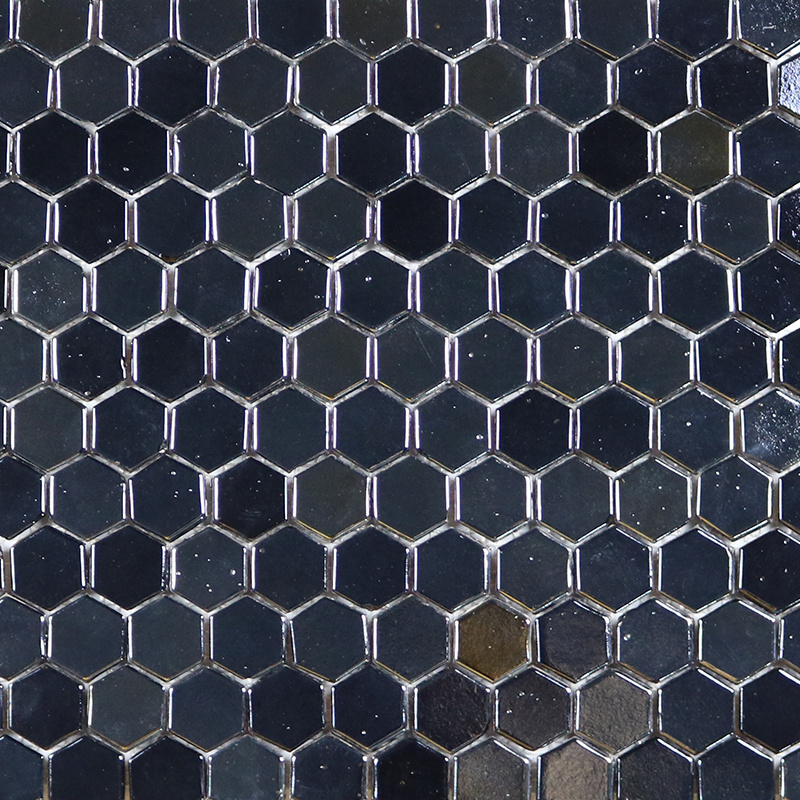 Trending Kitchen Wall Glass Tile Black Iridescent Hexagon Rhombus Mosaic glass mosaic backsplash Rom