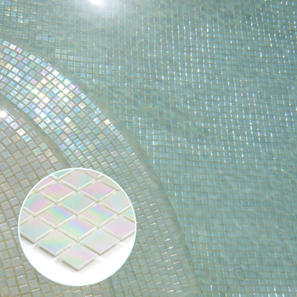 Iridescent Mosaic Glass Blue Pool Tile Mixed Color Glass Mirror Mosaic Swimming Pool Tiles