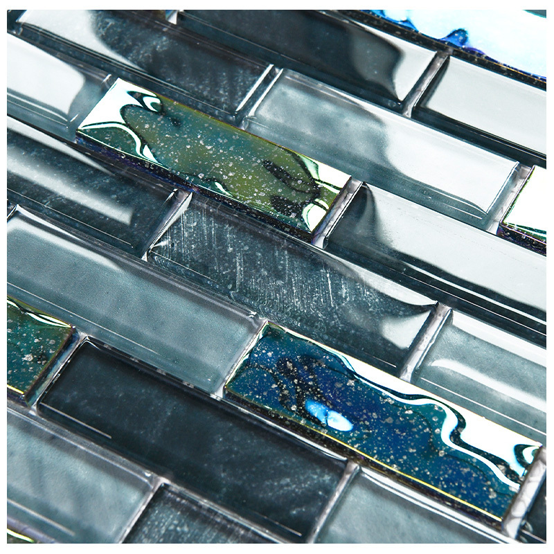 Mosaic Tile Iridescent Glitter Green Outdoor Crystal Swimming Pool Tile Glass Mosaics Bathroom Mosaic Tile