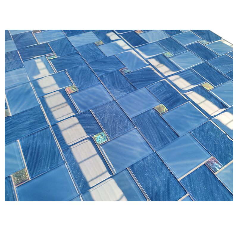 Gradual Changing Blue White Crystal Mosaic tile for Swimming Pool bathroom kitchen backsplash Decoration Wall Stair tile