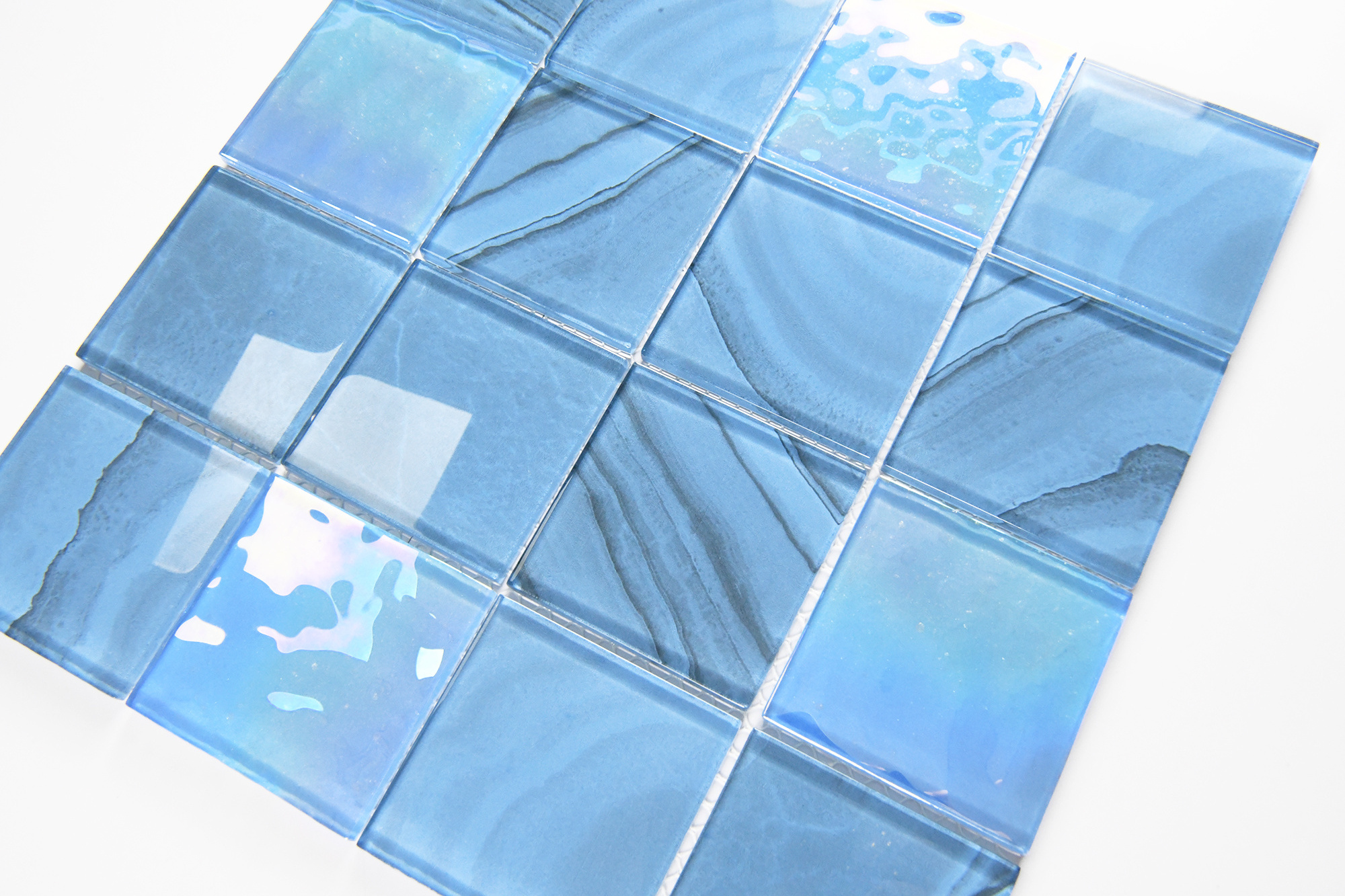 Custom Crystal Glass Sky Blue mosaic tiles for kitchen backsplash bathroom wallpaper pool brick tile Mosaic