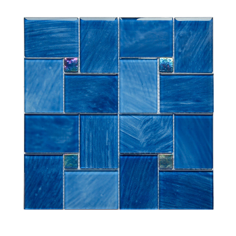 European-Style Glass Mosaic craft for bathroom wall decoration Mosaic Tiles Garden Swimming Pool Blended Blue Glass Mosaic