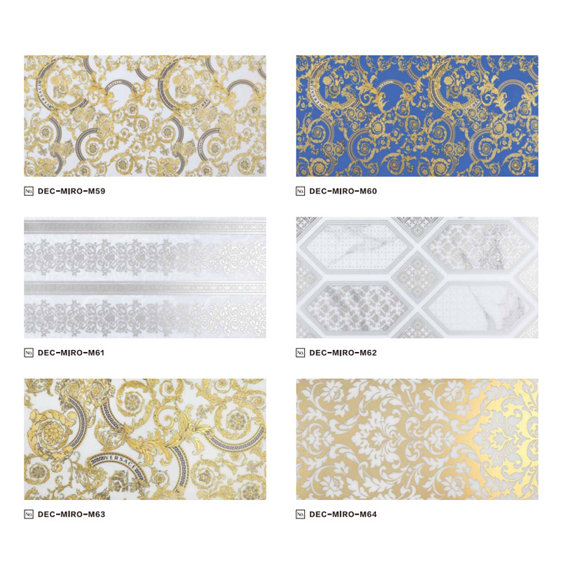 Gold Flower Polished Crystal Decorative Carpet Medallion Tiles bathroom decorate Border Ceramic tiles