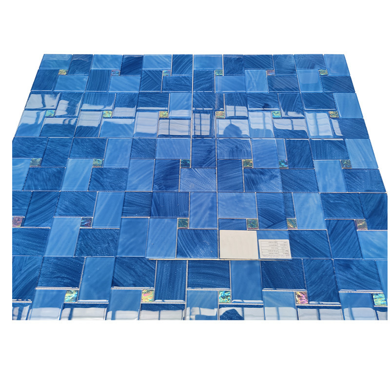 European-Style Glass Mosaic craft for bathroom wall decoration Mosaic Tiles Garden Swimming Pool Blended Blue Glass Mosaic