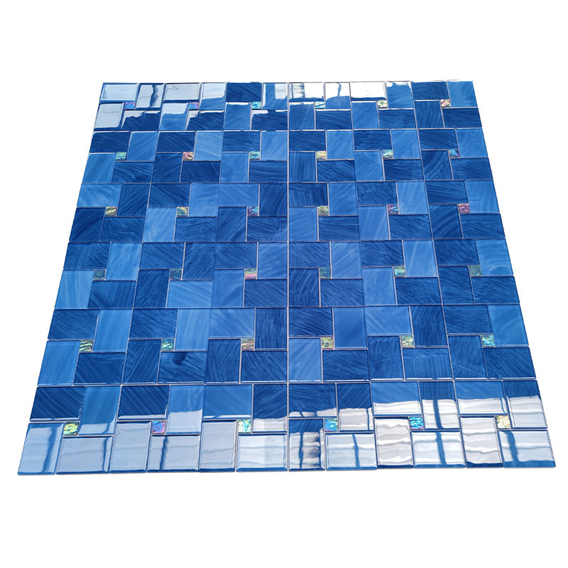 European-Style Glass Mosaic craft for bathroom wall decoration Mosaic Tiles Garden Swimming Pool Blended Blue Glass Mosaic