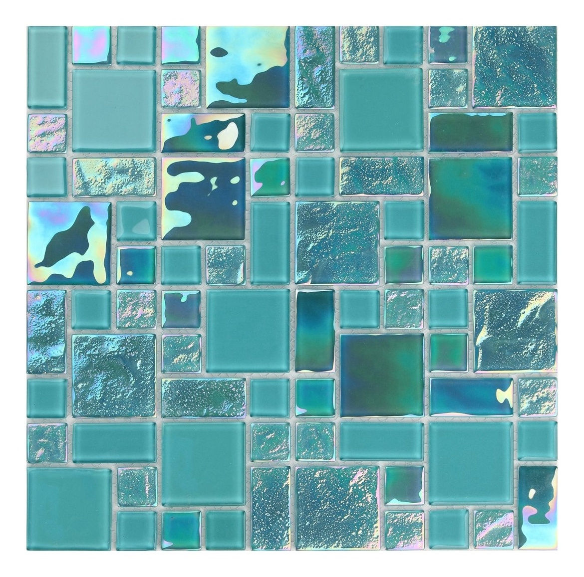 Chinese Supplier Green Glass Mosaic Series Mixed Square Swimming Pool Glass Mosaic Floor Tiles