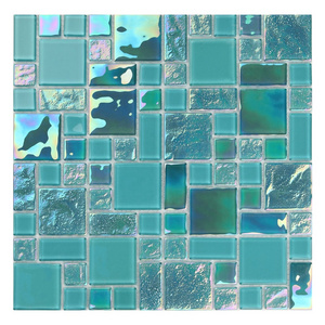 Chinese Supplier Green Glass Mosaic Series Mixed Square Swimming Pool Glass Mosaic Floor Tiles