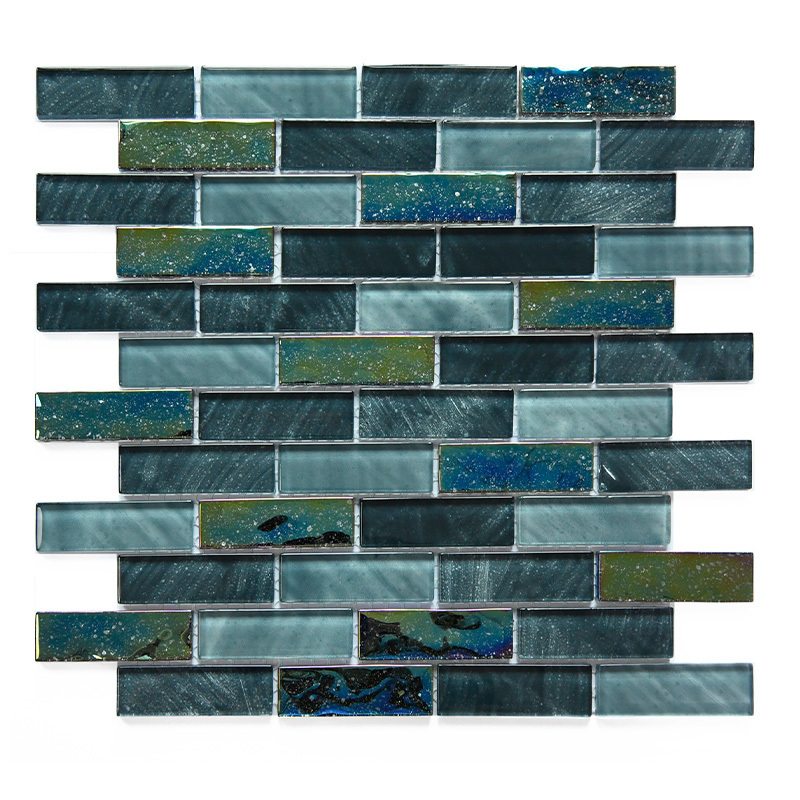 Mosaic Tile Iridescent Glitter Green Outdoor Crystal Swimming Pool Tile Glass Mosaics Bathroom Mosaic Tile