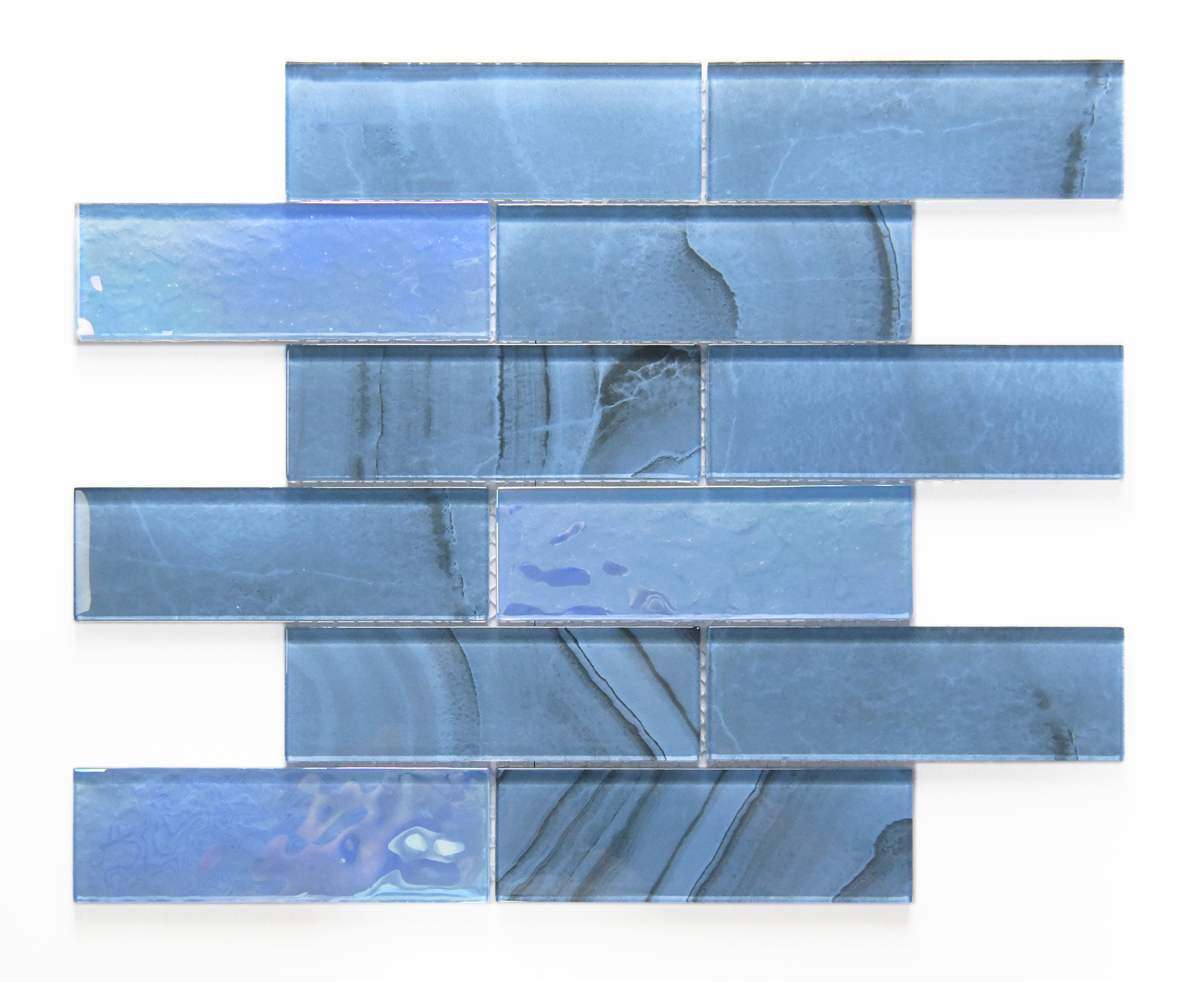 Custom Crystal Glass Sky Blue mosaic tiles for kitchen backsplash bathroom wallpaper pool brick tile Mosaic