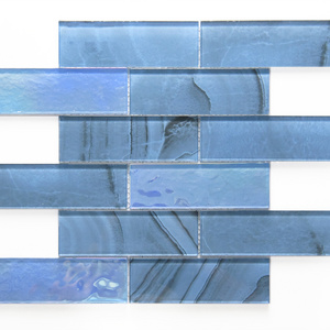 Custom Crystal Glass Sky Blue mosaic tiles for kitchen backsplash bathroom wallpaper pool brick tile Mosaic