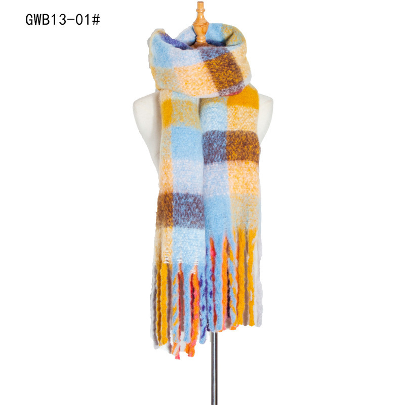 Fashion Lady Warm Long Pure Color Shawl With Tassel  Winter Chunky  Cashmere Scarf For Women