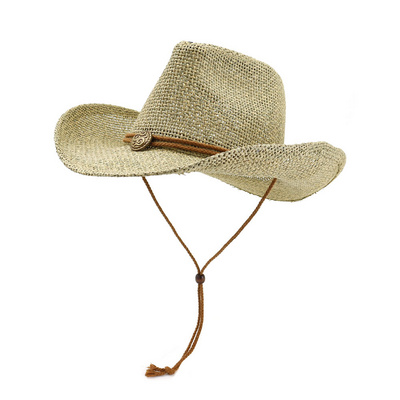 Women Men Straw Grass Toquilla Cowboy Hats,Crochet Hat Cowboy