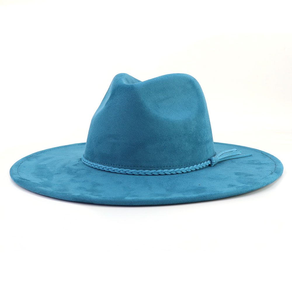 2024 New arrival suede fedora hats wide brim dress hats for women heart drop top caps