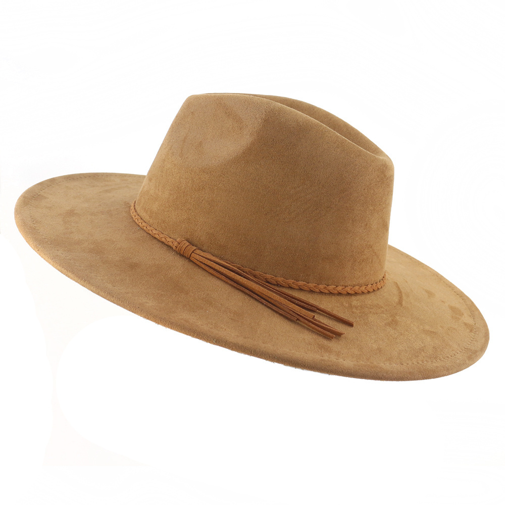 Wholesale wide 10cm  brim suede fedora hats for women hat water drop shape retroexcavadora sauna hat