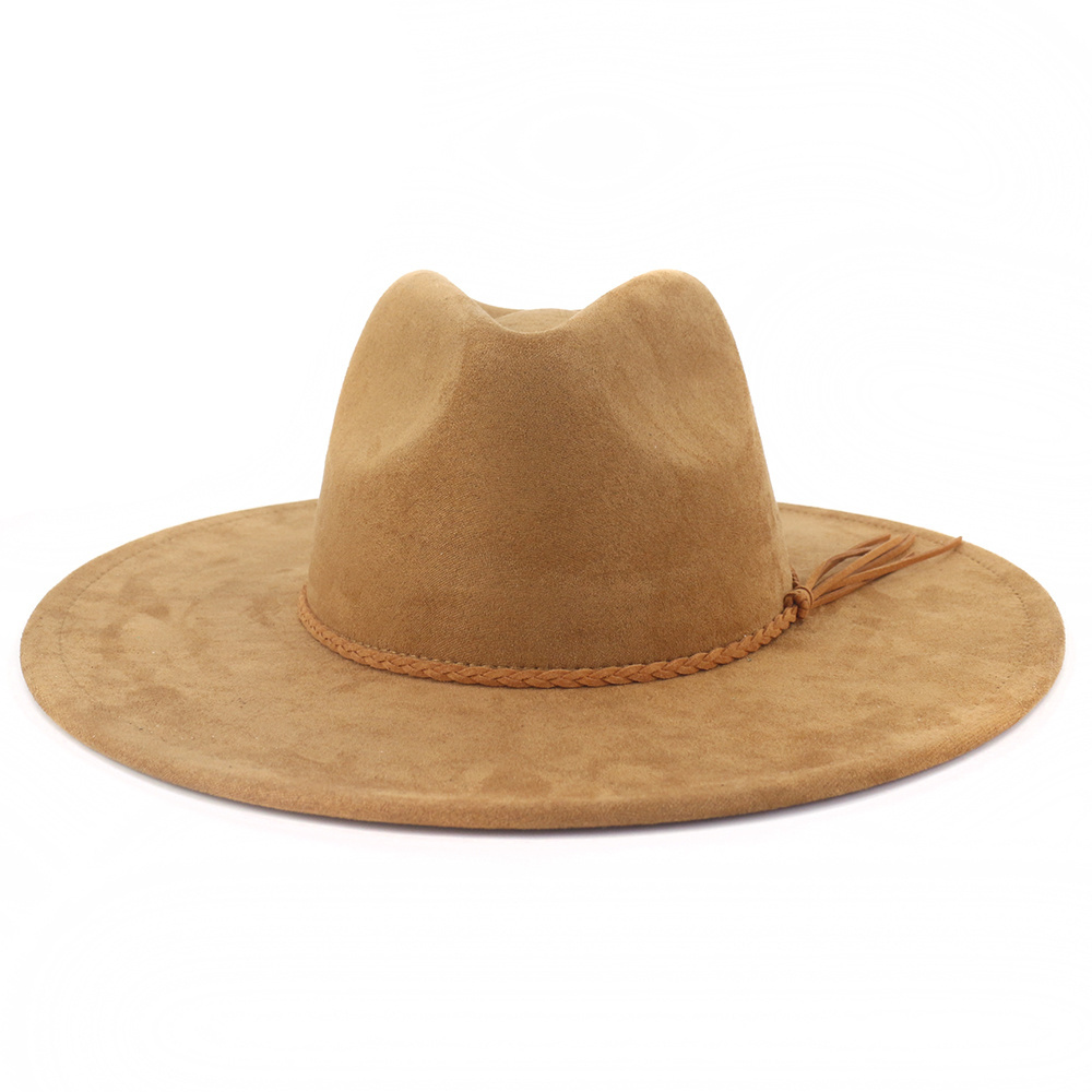 Wholesale wide 10cm  brim suede fedora hats for women hat water drop shape retroexcavadora sauna hat