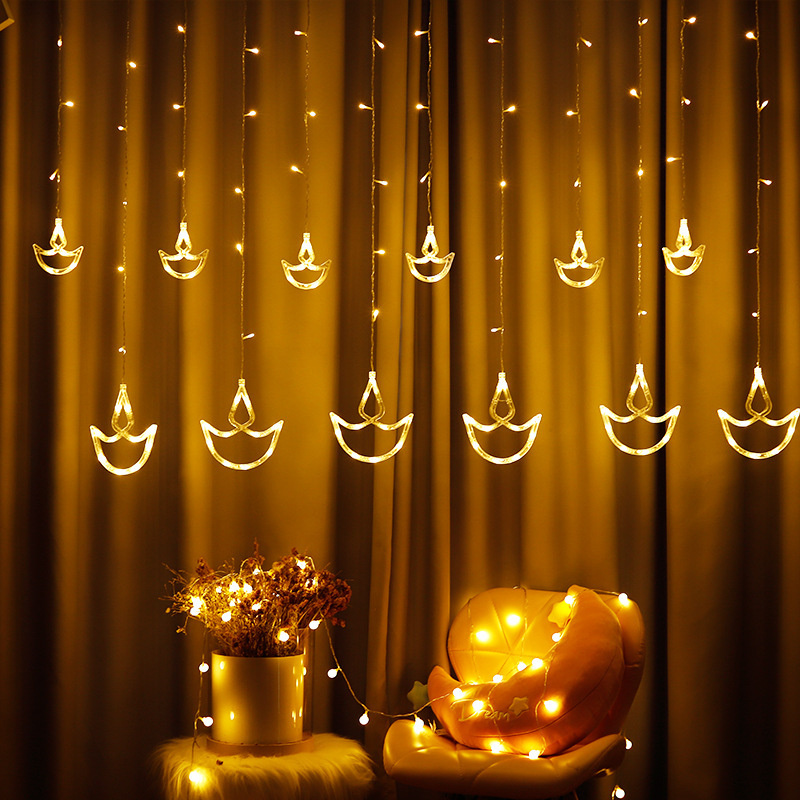 2022 Hot Selling Diwali Anchor Curtain Lights Diya Boat Row Lights Candles Festival Holiday Decorations Led Christmas Lighting