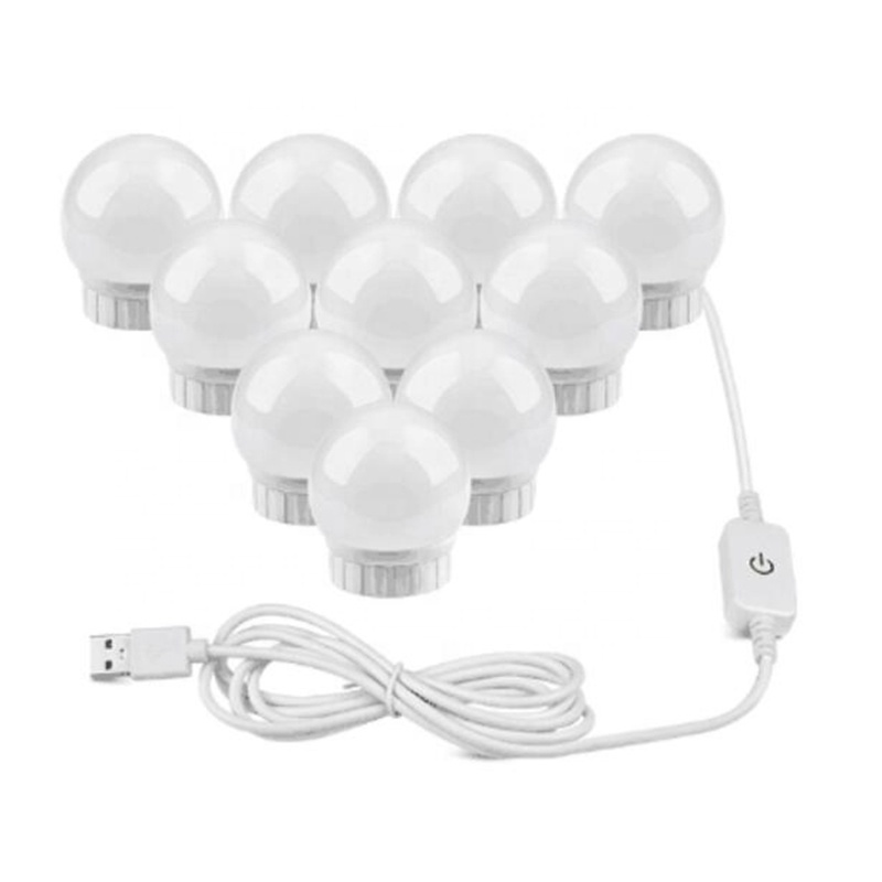 12V Makeup Mirror Vanity LED Light Bulbs Kit USB Charging Port Cosmetic Lighted Make up Mirrors Bulb Mirror Lamps COOL WHITE PC