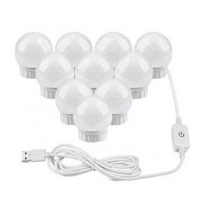 12V Makeup Mirror Vanity LED Light Bulbs Kit USB Charging Port Cosmetic Lighted Make up Mirrors Bulb Mirror Lamps COOL WHITE PC